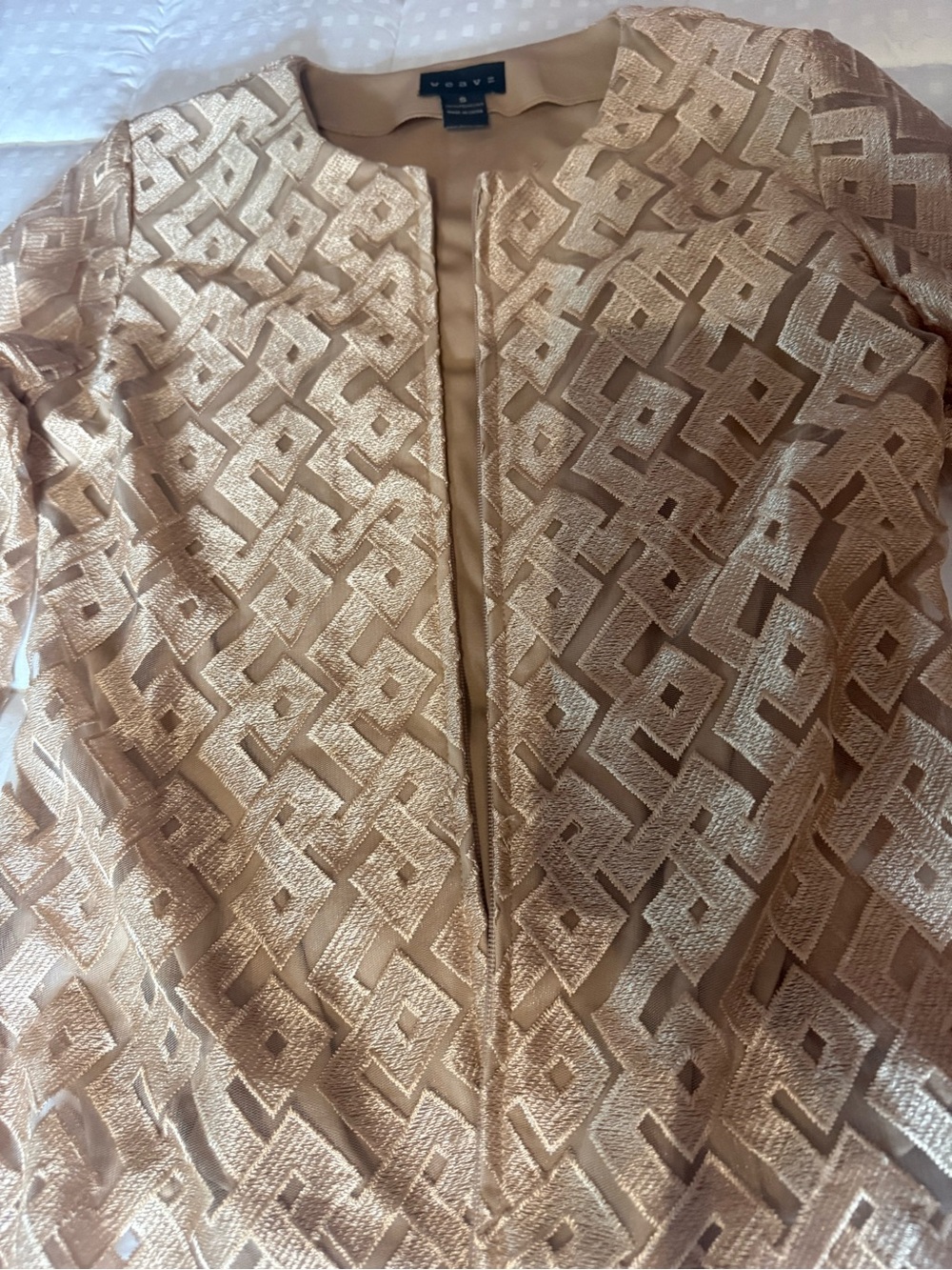 St. John Gold Textured Open-Front Jacket